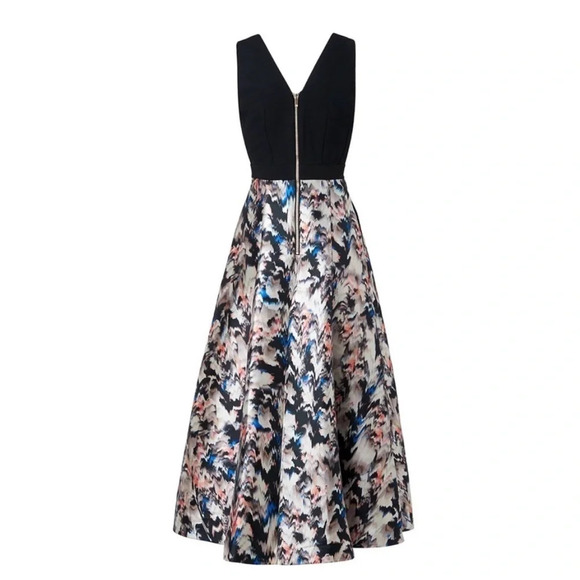 L.K. Bennett Juana Sleeveless Abstract Print Full Skirt Gown 2 Pockets - Picture 4 of 12